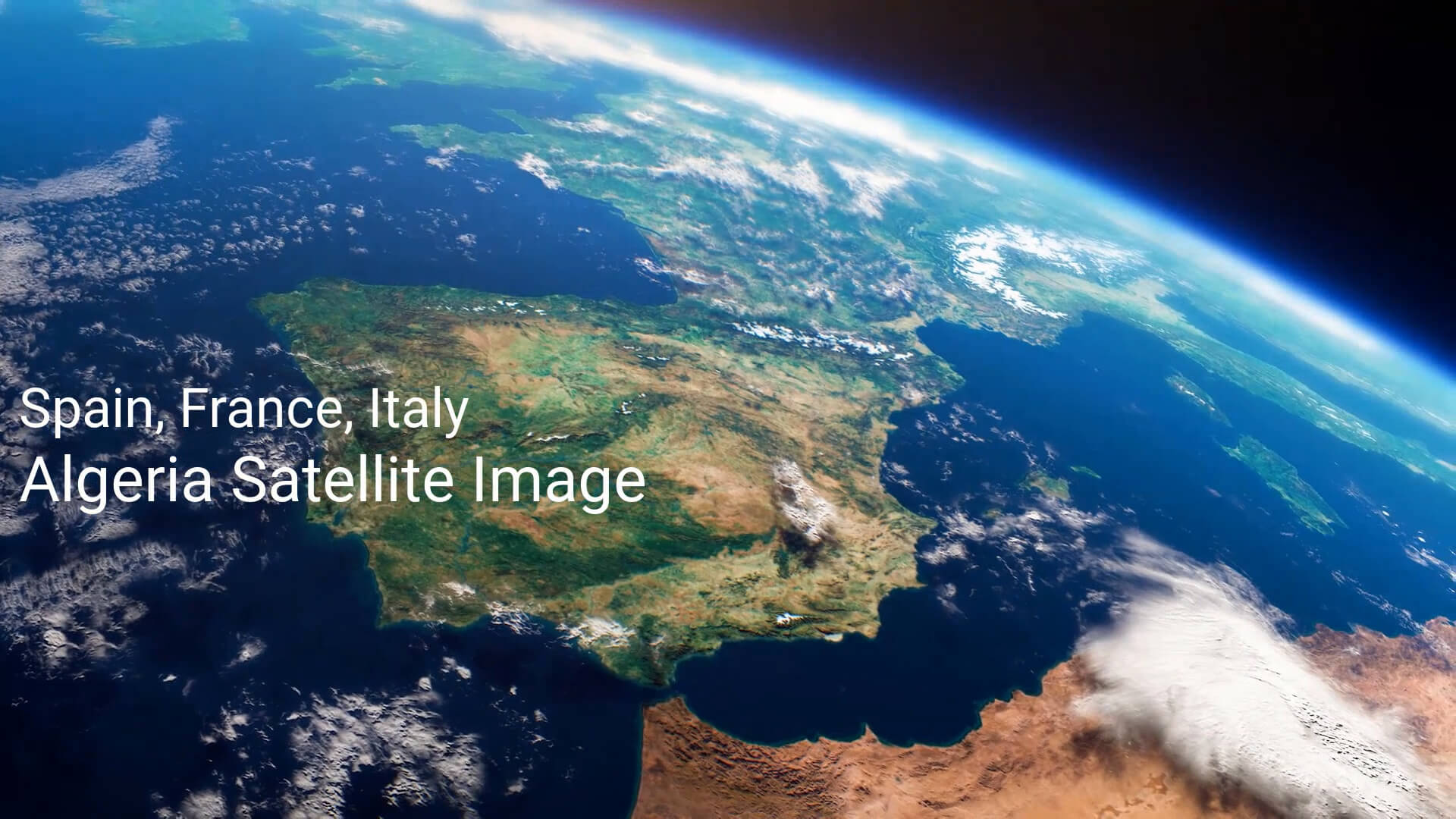 Spain France Italy and Algeria Satellite Image